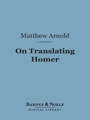 cover image of On Translating Homer (Barnes & Noble Digital Library)